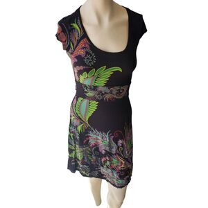 Desigual A Line Dress Womens Sz Small Ecclectic Boho Art To Wear Colorful Wacky
